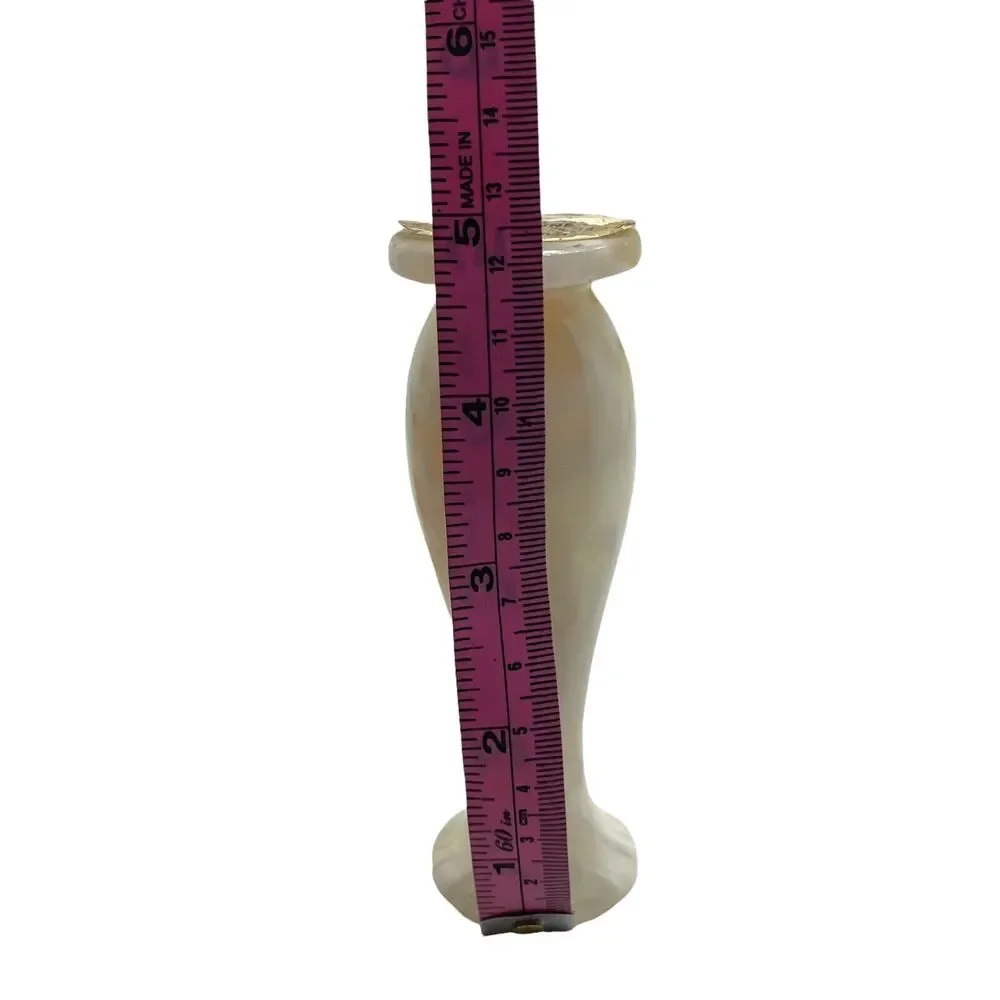 Onyx Mine Bud Vase Vintage Cream Tan Decorative Free Standing Retro Carved 5" - Picture 11 of 16